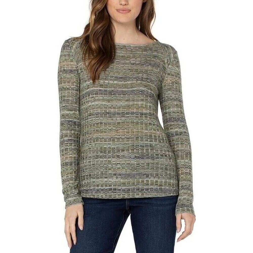 NEW WITH TAGS | Liverpool Los Angeles Long Sleeve Boatneck Top | OLIVE SPACEDYE